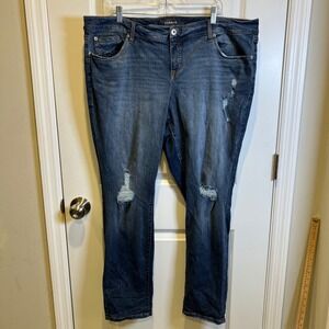 Torrid Women Boyfriend Jeans Distressed Ripped Blue 22R